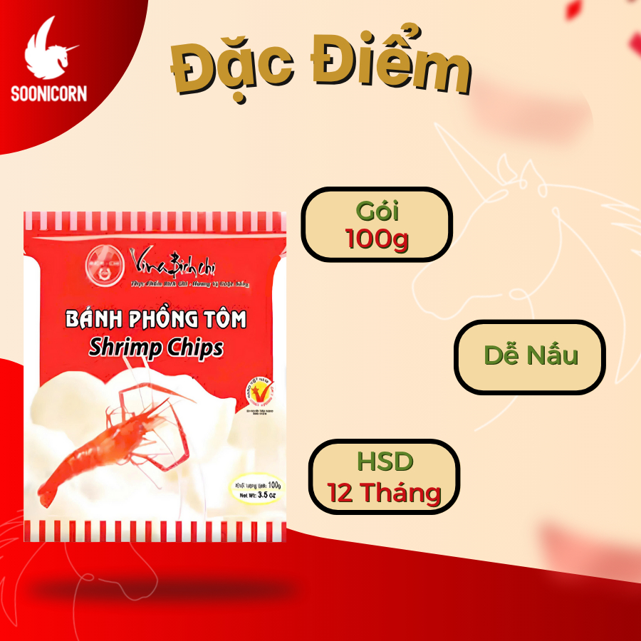 Bánh Phồng Tôm Bích Chi Gói 100g – Bánh Phồng Tôm Chiên Giòn Truyền Thống – Ăn Vặt Ngon – Soonicorn