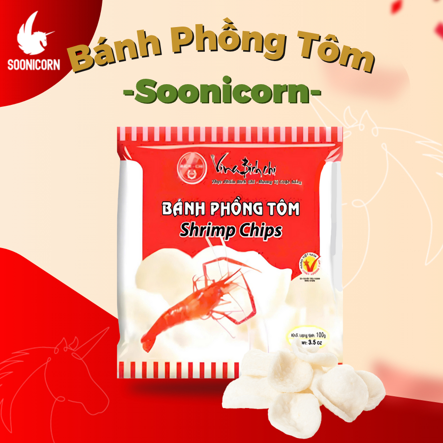 Bánh Phồng Tôm Bích Chi Gói 100g – Bánh Phồng Tôm Chiên Giòn Truyền Thống – Ăn Vặt Ngon – Soonicorn