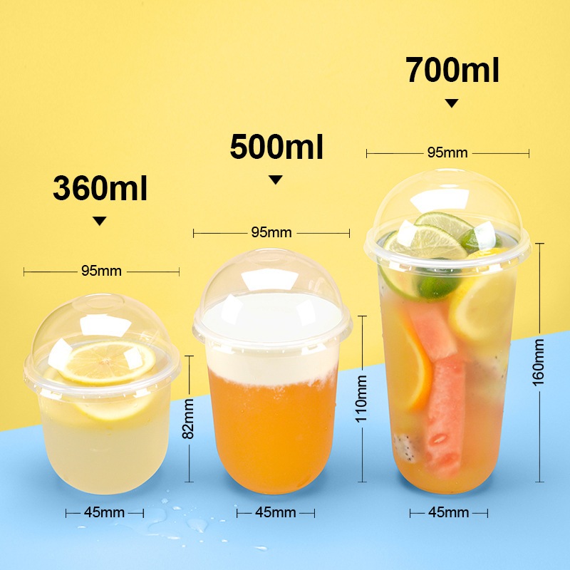 Lốc 50 cốc nhựa ly trà sữa 360ml 500ml 700ml dùng 1 lần trong suốt chịu nhiệt nóng lạnh đựng trà sữa,...