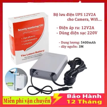 Bộ lưu điện DUNG LƯỢNG CAO dành cho wifi camera - UPS 12V 1.5A pin 3600Amh , lưu trữ điện 4-12h kèm nguồn