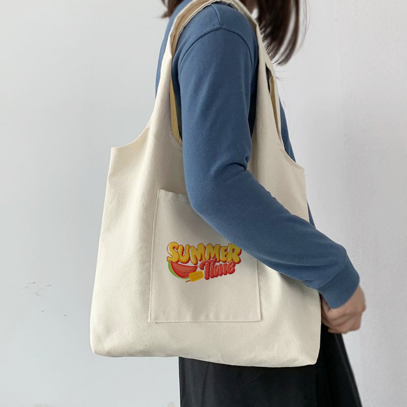 Túi tote họa tiết summer time ngộ nghĩnh túi vải bố canvas liền thân teambuidling đi học,đi chơi tuicwh0106