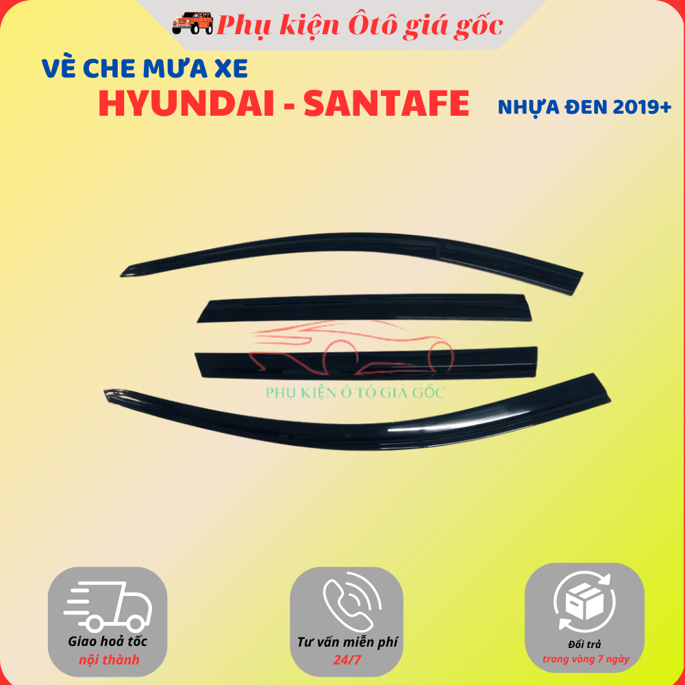 Vè che mưa xe Hyundai Santafe đời 2008 - HIỆN NAY - Nhựa Đen thái cao cấp, dày dặn, sáng bóng