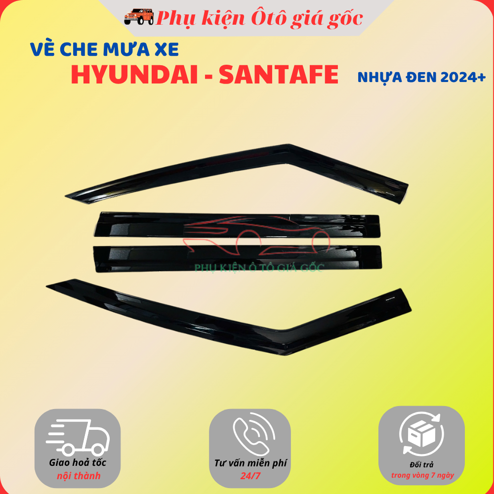 Vè che mưa xe Hyundai Santafe đời 2008 - HIỆN NAY - Nhựa Đen thái cao cấp, dày dặn, sáng bóng