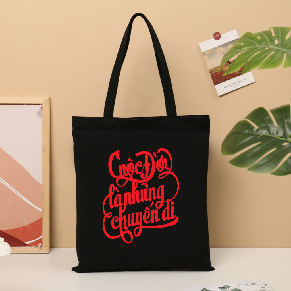 Túi tote cuộc đời là những chuyến đi cute ngộ nghĩnh túi vải bố canvas teambuidling đi học,đi chơi 35x40cm tota0107