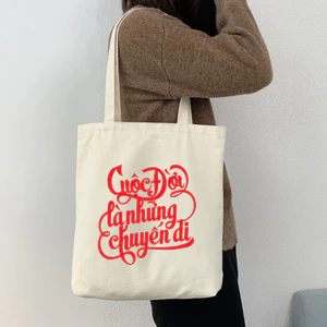 Túi tote cuộc đời là những chuyến đi cute ngộ nghĩnh túi vải bố canvas teambuidling đi học,đi chơi 35x40cm tota0107