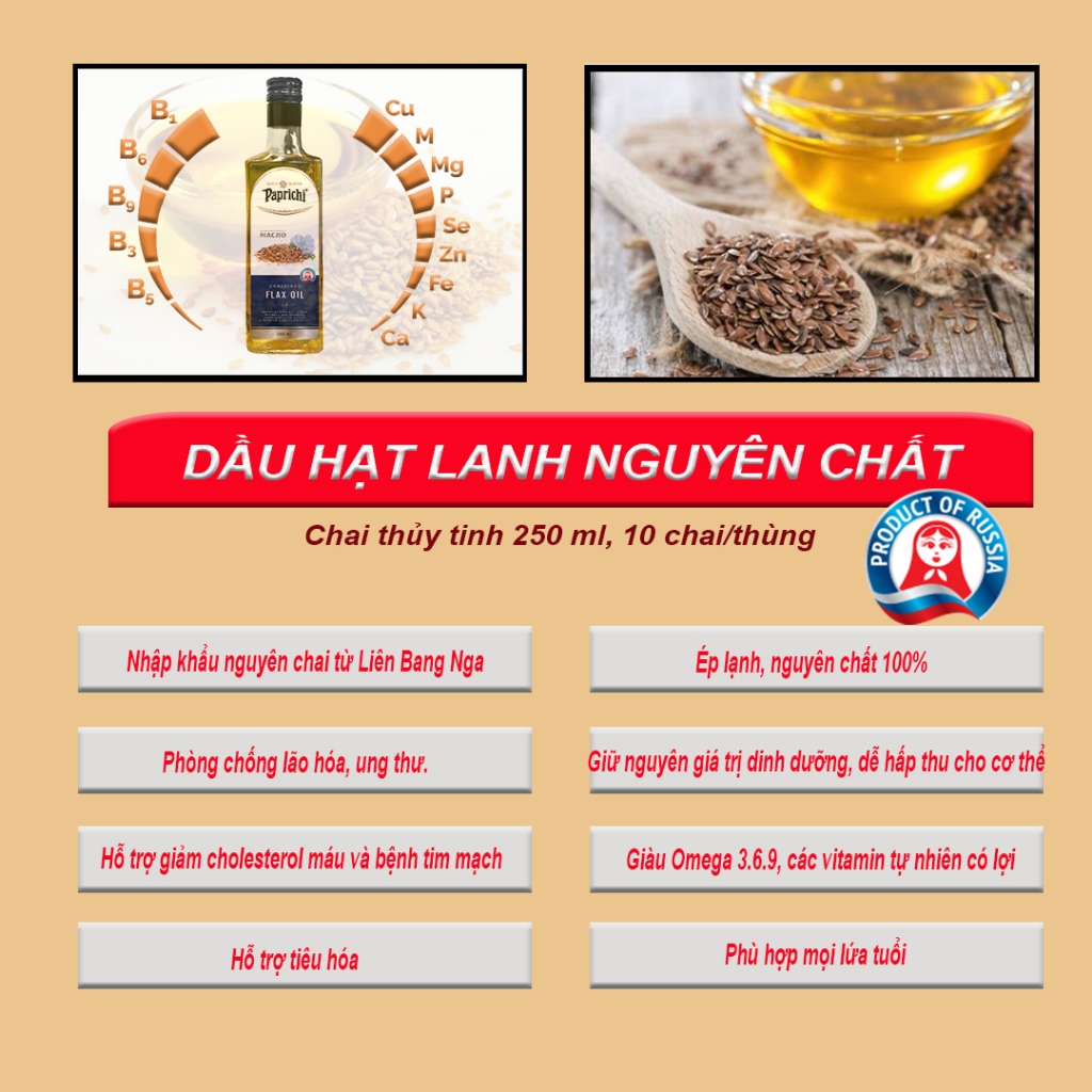 Dầu hạt lanh - Paprichi Liên Bang Nga(SP CÓ VỊ ĐẮNG TỰ NHIÊN )
