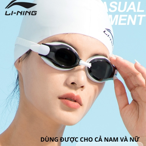 Combo Kính Bơi + Mũ Bơi Li-Ning FULL BOX | Chống Nước, Chống Mờ, Co Giãn Tốt, Dành Cho Nam Nữ