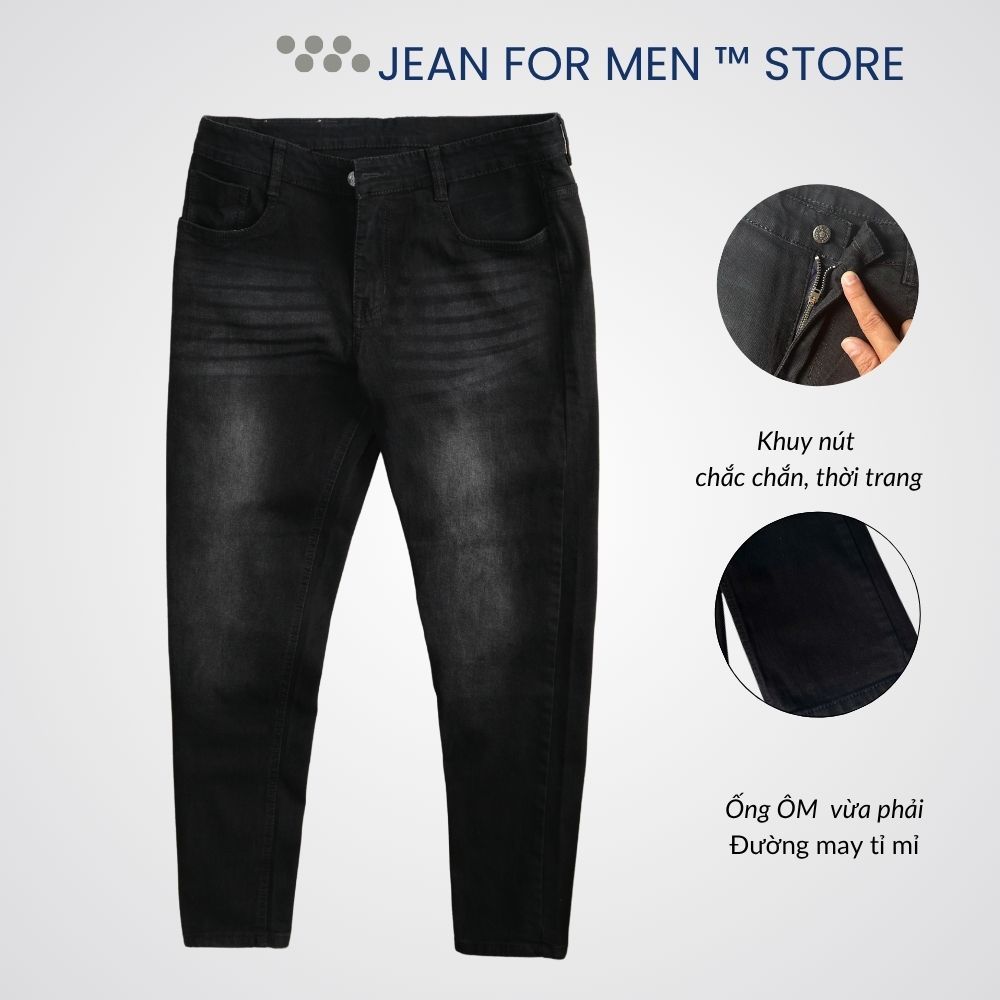 Quần Jean Nam Đen Skinny Co Giãn Form Ôm Tôn Dáng Basic Dễ Phối Đồ - TM STORE FOR MEN