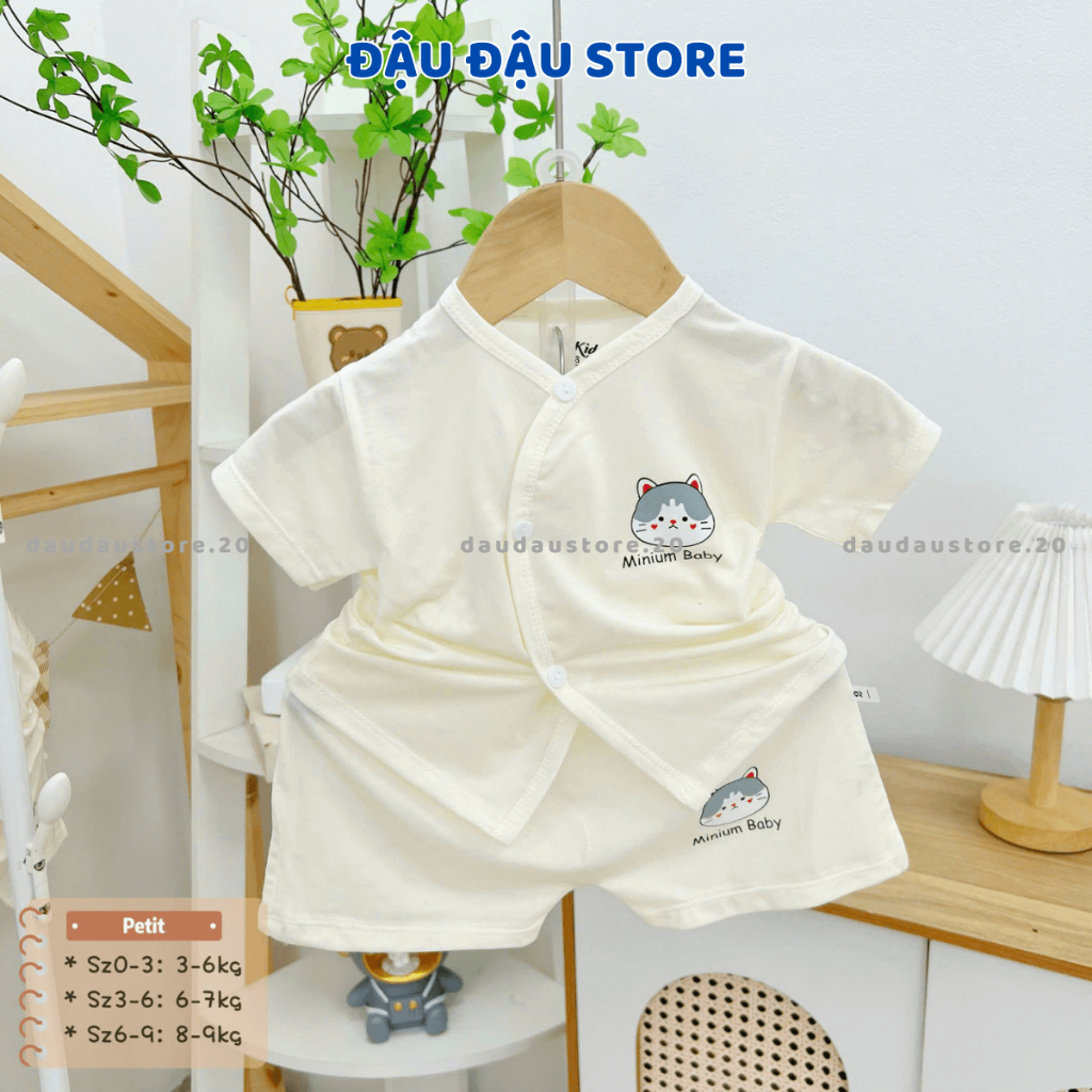 Set 2-3 Bộ cộc tay HH thun lạnh petit cho bé sơ sinh 3-9kg chất vải mềm mịn mát cho bé trai bé gái HH-CL00 Đậu Đậu Store