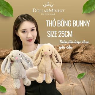 ( Thêu tên ) Thỏ Bông Thêu Tên Size 25cm Cá Nhân Hóa Theo Yêu Cầu, Quà Tặng Cho Bé, Và Người Thương