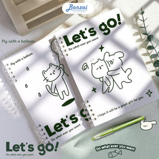 Sổ vở còng bìa lót hoạ tiết đơn Let's go làm vở sổ planer học sinh sinh viên + Ruột Giấy BONZAI