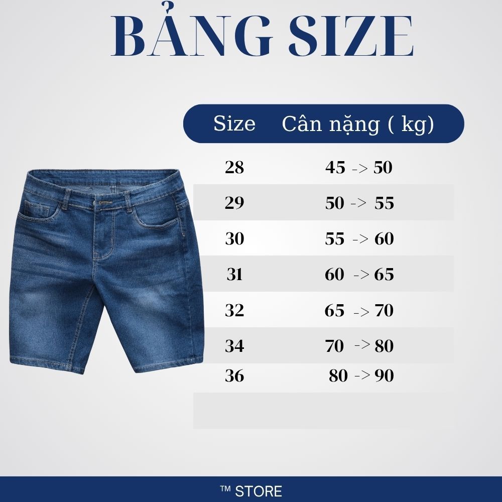 Quần Short Jean Nam Denim Co Giãn TM STORE Form Đẹp Màu Xanh Biển Was Sáng, Thoáng Mát Mùa Hè