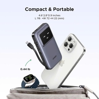 Pin Ugreen PB511 10000mAh | 30W | Sử Dụng Lõi Pin Li-Po | Tích Hợp Cáp USB-C | Bảo Hành 18 Tháng 1 Đổi 1