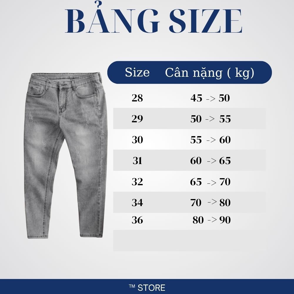Quần jean nam xám bạc SKINNY - quần bò dài hottren vải DENIM, cotton co dãn chuẩn form dễ phối đồ