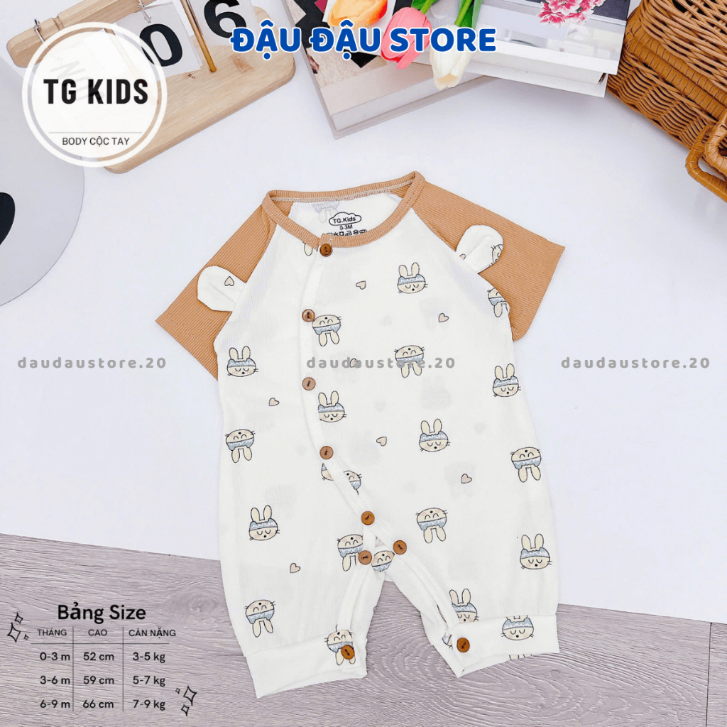 Set 2/3 Bộ Body Cộc Tay Tăm Lạnh cho bé sơ sinh 3-9kg  Body Đùi Tăm Lạnh bé trai bé gái cúc bấm Đậu Đậu Store