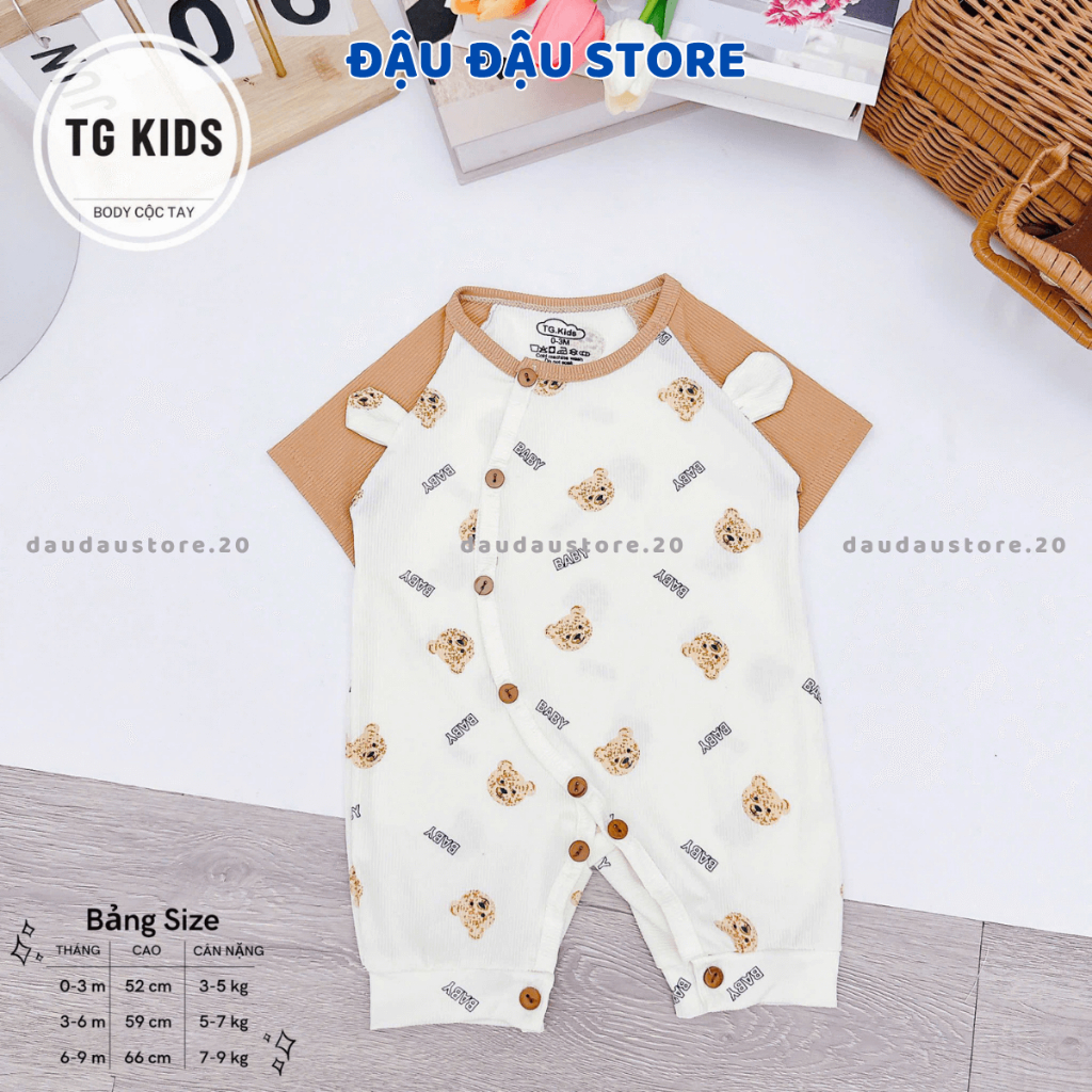 Set 2/3 Bộ Body Cộc Tay Tăm Lạnh cho bé sơ sinh 3-9kg  Body Đùi Tăm Lạnh bé trai bé gái cúc bấm Đậu Đậu Store