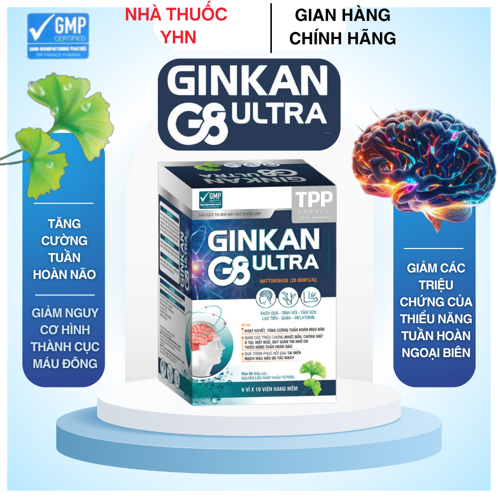 Viên uống Ginkan g8 untra - Hỗ trợ người thiểu năng tuần hoàn não và ...
