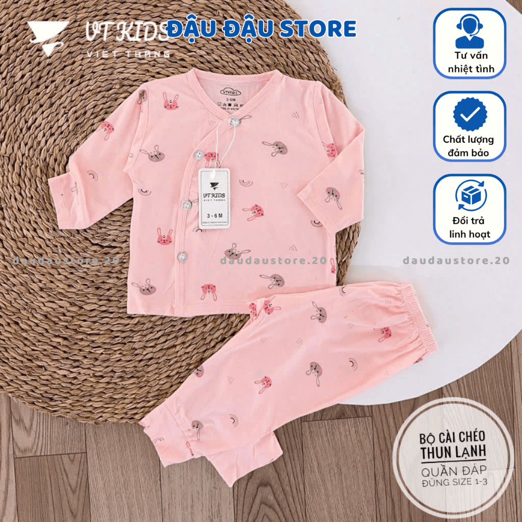 Set 3/5 Bộ Dài Tay Màu VT Thun Lạnh Petit cho bé sơ sinh chất mềm mịn thoáng cho bé 0 - 9 tháng DL04 Đậu Đậu Store