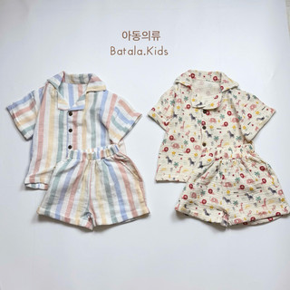 Bộ đồ mùa hè cho bé BATALA KIDS, SET QUẦN ÁO CỘC TAY XÔ MUSLIN hoạ tiết dễ thương cho bé trai bé gái từ 1-6t 