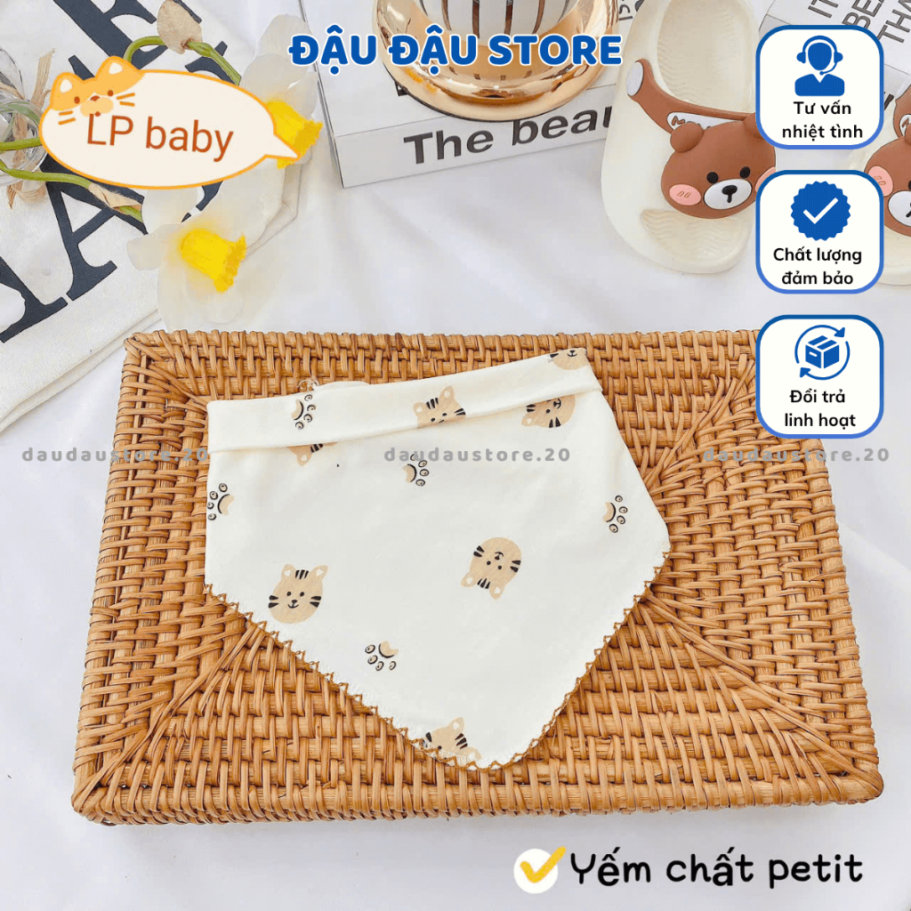 Set 5 Yếm Quàng Cổ LP Chất Thun Lạnh Petit Cúc Bấm Cho Bé Sơ Sinh Đậu Đậu Store