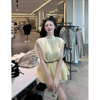 Áo Dập Ly Tay Bồng Kèm Belt QCL1