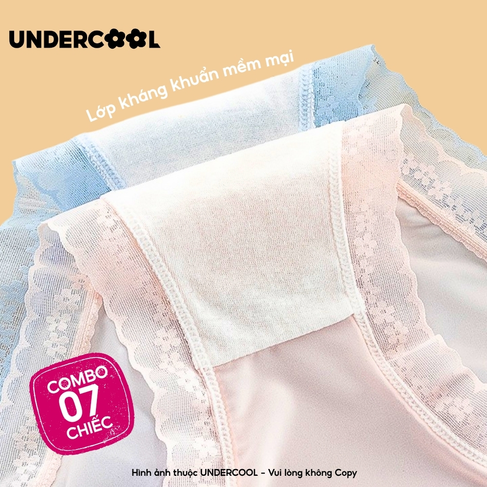 Combo 7 Quần Lót Nữ UNDERCOOL Ren Mềm Phối Nơ Cao Cấp, Thiết Kế Gợi Cảm, Viền Ren Hoa, Mặc Êm, Sexy CB-QL26