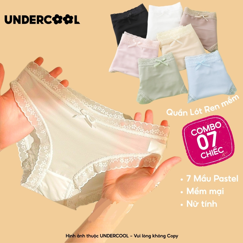 Combo 7 Quần Lót Nữ UNDERCOOL Ren Mềm Phối Nơ Cao Cấp, Thiết Kế Gợi Cảm, Viền Ren Hoa, Mặc Êm, Sexy CB-QL26