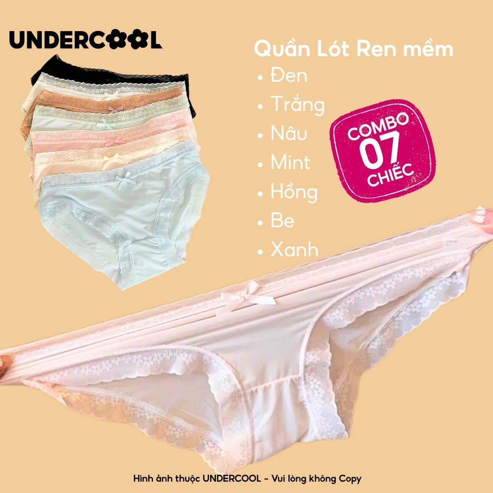 Combo 7 Quần Lót Nữ UNDERCOOL Ren Mềm Phối Nơ Cao Cấp, Thiết Kế Gợi Cảm, Viền Ren Hoa, Mặc Êm, Sexy CB-QL26