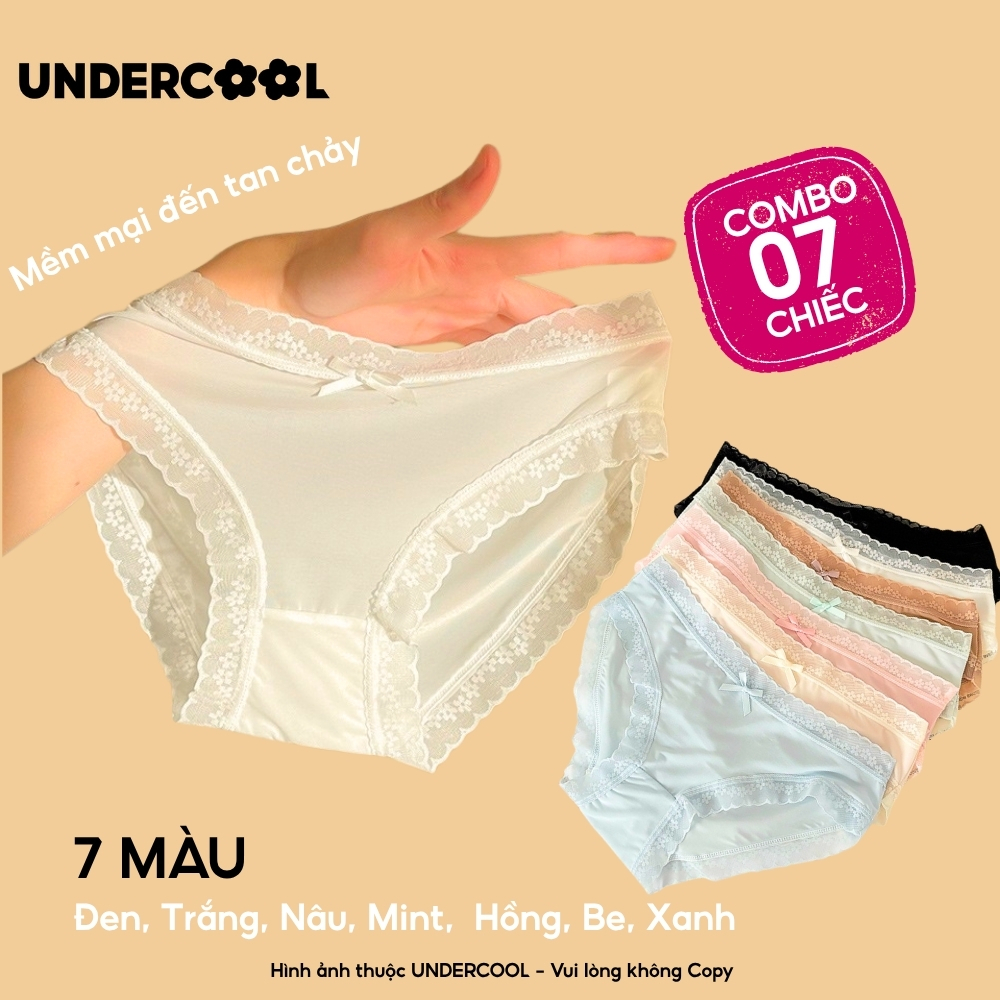 Combo 7 Quần Lót Nữ UNDERCOOL Ren Mềm Phối Nơ Cao Cấp, Thiết Kế Gợi Cảm, Viền Ren Hoa, Mặc Êm, Sexy CB-QL26