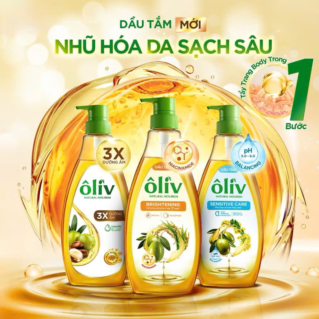 Dầu tắm Ôliv 3X Dưỡng Ẩm 650ml