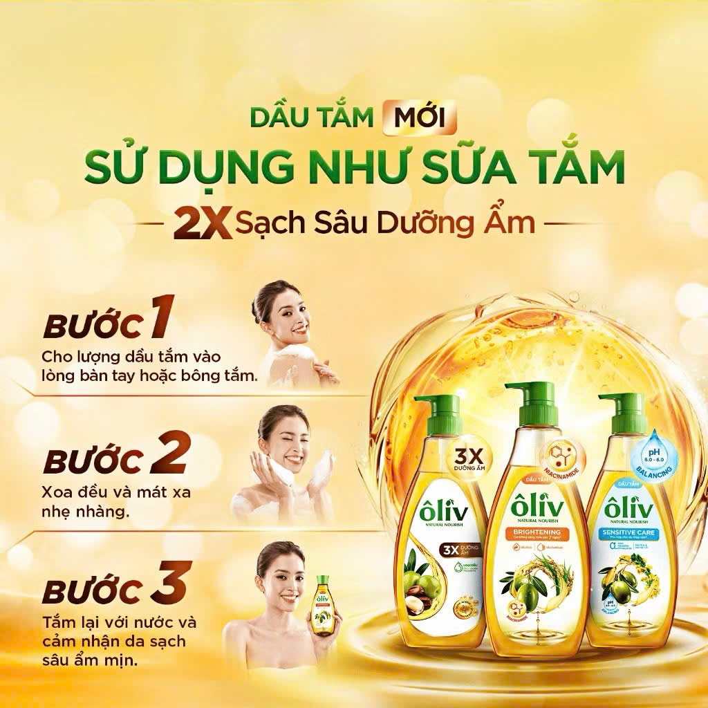 Dầu tắm Ôliv 3X Dưỡng Ẩm 650ml