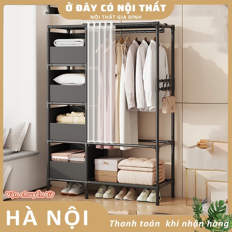 Tủ Treo Đồ Thiết Kế Rèm Chống Bụi Kệ Treo Quần Áo Kệ Treo Quần Áo Đa ...