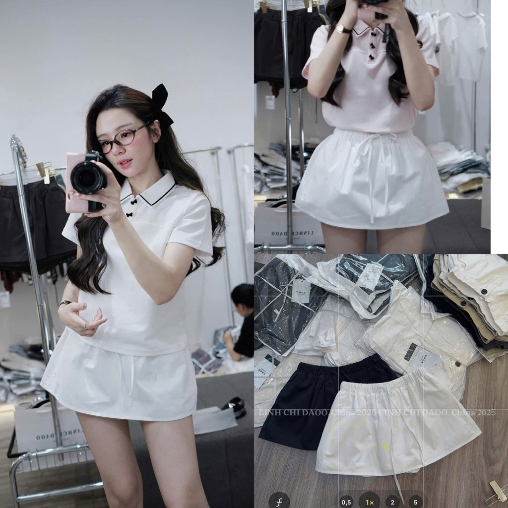 [𝐒𝐮𝐙𝐲] Chân Váy Dáng Ngắn Thô Buôc Dây Eo QCCC Loại 1