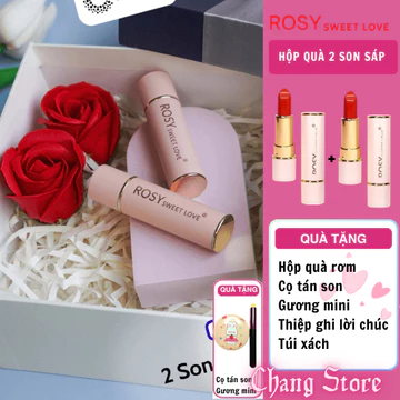Hộp quà tặng 2 Son sáp lỳ SWEET LOVE - ROSY - Son lì không chì bảo vệ môi CHANGSTORE