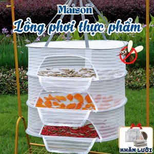 Lồng Phơi Sấy Thực Phẩm, Rau Củ Thảo Dược MAISON Giỏ Phơi Quần Áo Chống Bụi Côn Trùng, Dễ Dàng Vệ Sinh Gấp Gọn