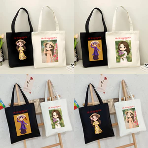 Túi tote bộ sưu tập tà áo Việt Nam - Hồn Việt trong từng nét áo túi vải canvas đeo vai đi chơi du lịch 35x40cm tota0214