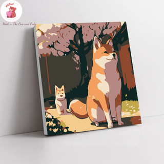 ( TẶNG SET 10 KHẨU TRANG) Tranh số hoá Hoa Tulip Thỏ Hoạt Hình ,Tranh Tô Màu 20x20cm dễ thương đầy đủ cọ, màu, căng khun