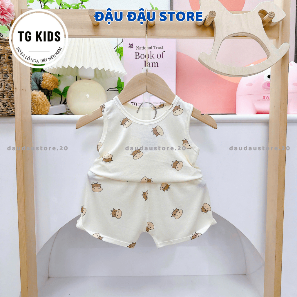 Set 2/3 bộ quần áo thun ba lỗ sơ sinh thun lạnh in hoạ tiết mềm mịn cho bé trai gái size 4-14 kg TG-BL11 Đậu Đậu Store