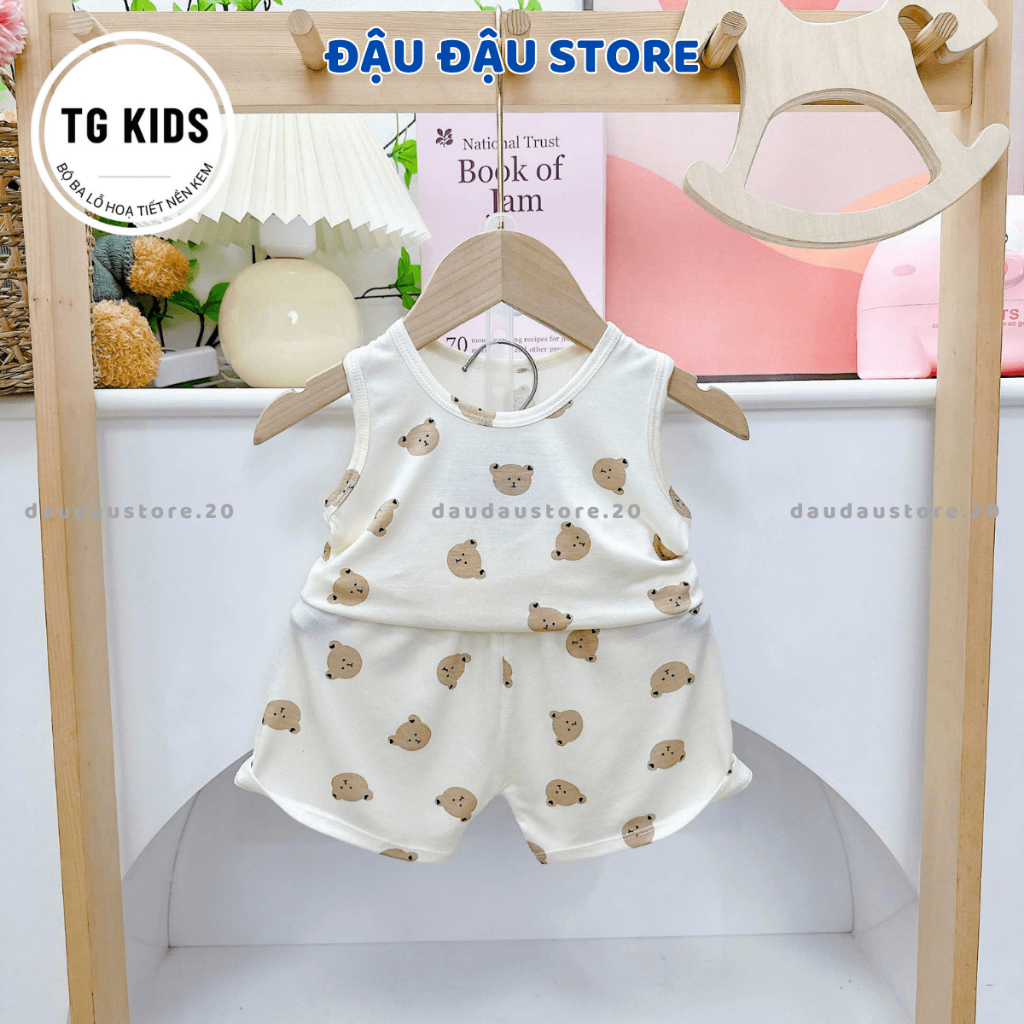 Set 2/3 bộ quần áo thun ba lỗ sơ sinh thun lạnh in hoạ tiết mềm mịn cho bé trai gái size 4-14 kg TG-BL11 Đậu Đậu Store