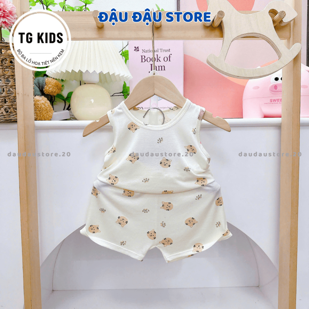 Set 2/3 bộ quần áo thun ba lỗ sơ sinh thun lạnh in hoạ tiết mềm mịn cho bé trai gái size 4-14 kg TG-BL11 Đậu Đậu Store