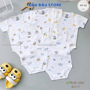Set 3/5 Body Chip Bodysuit Cộc Thun Petit cho bé Sơ sinh từ 3-9 kg mềm mại thấm hút cho bé trai bé gái MV Đậu Đậu Store