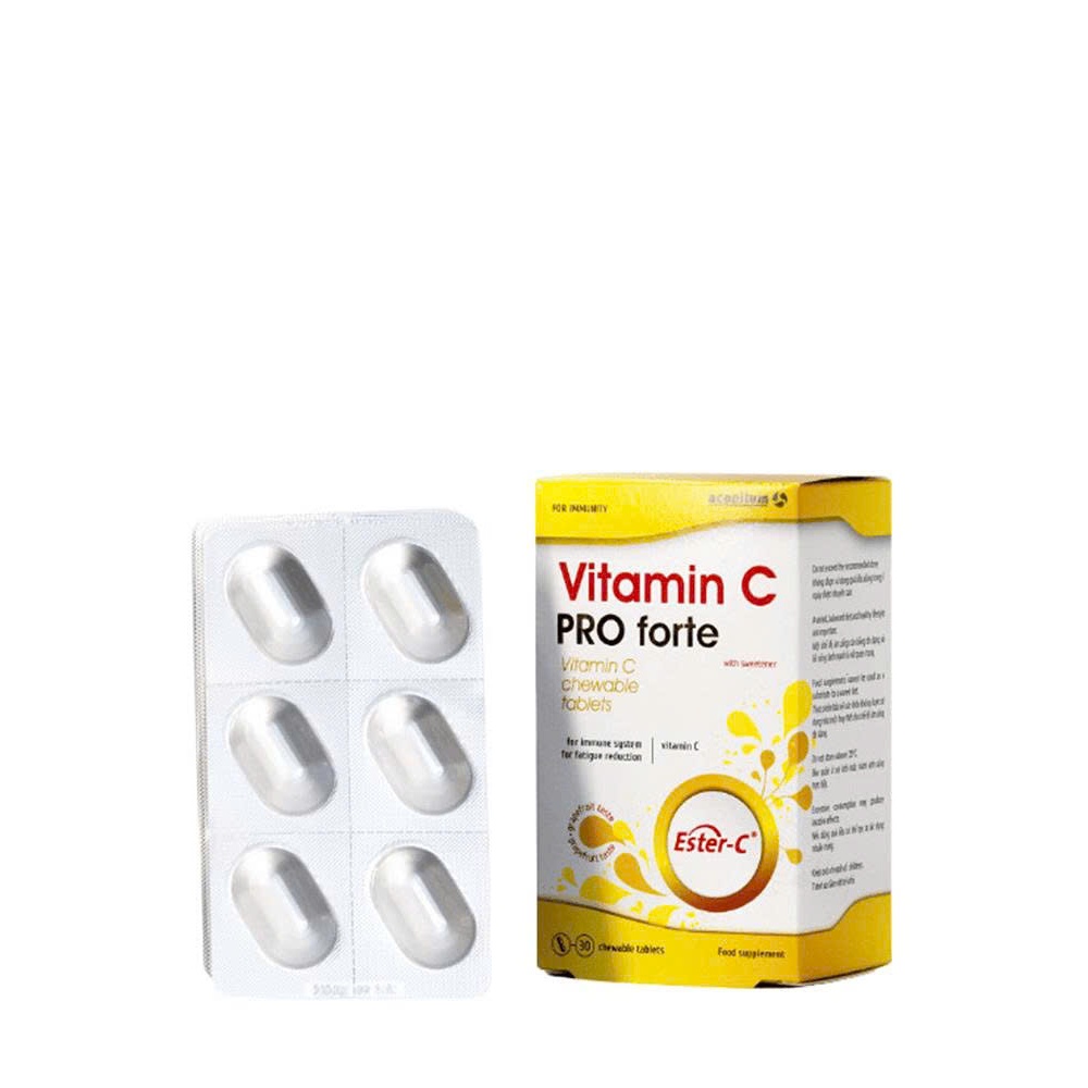 Viên nhai Vitamin C Pro Forte - Hộp 30v giúp tăng sức đề kháng, giảm mệt  mỏi và làm sáng đẹp da