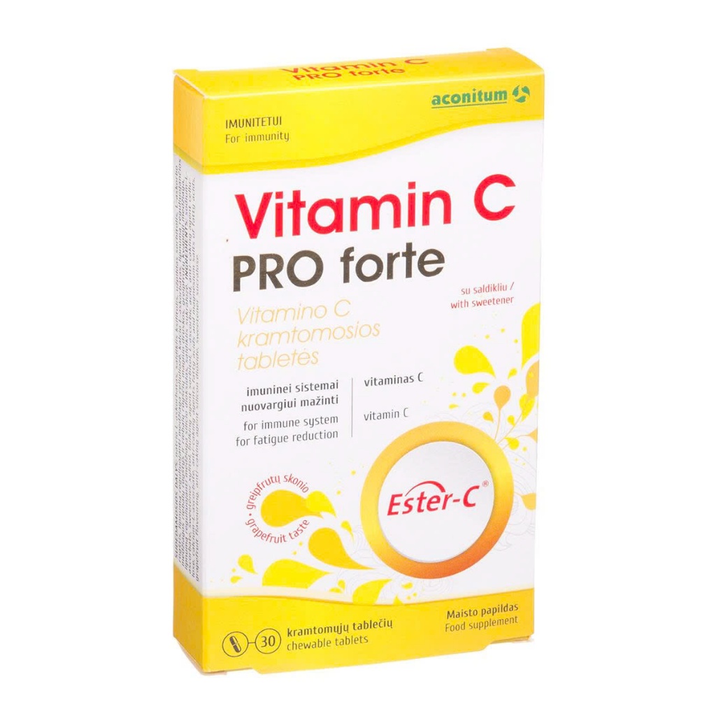 Viên nhai Vitamin C Pro Forte - Hộp 30v giúp tăng sức đề kháng, giảm mệt  mỏi và làm sáng đẹp da