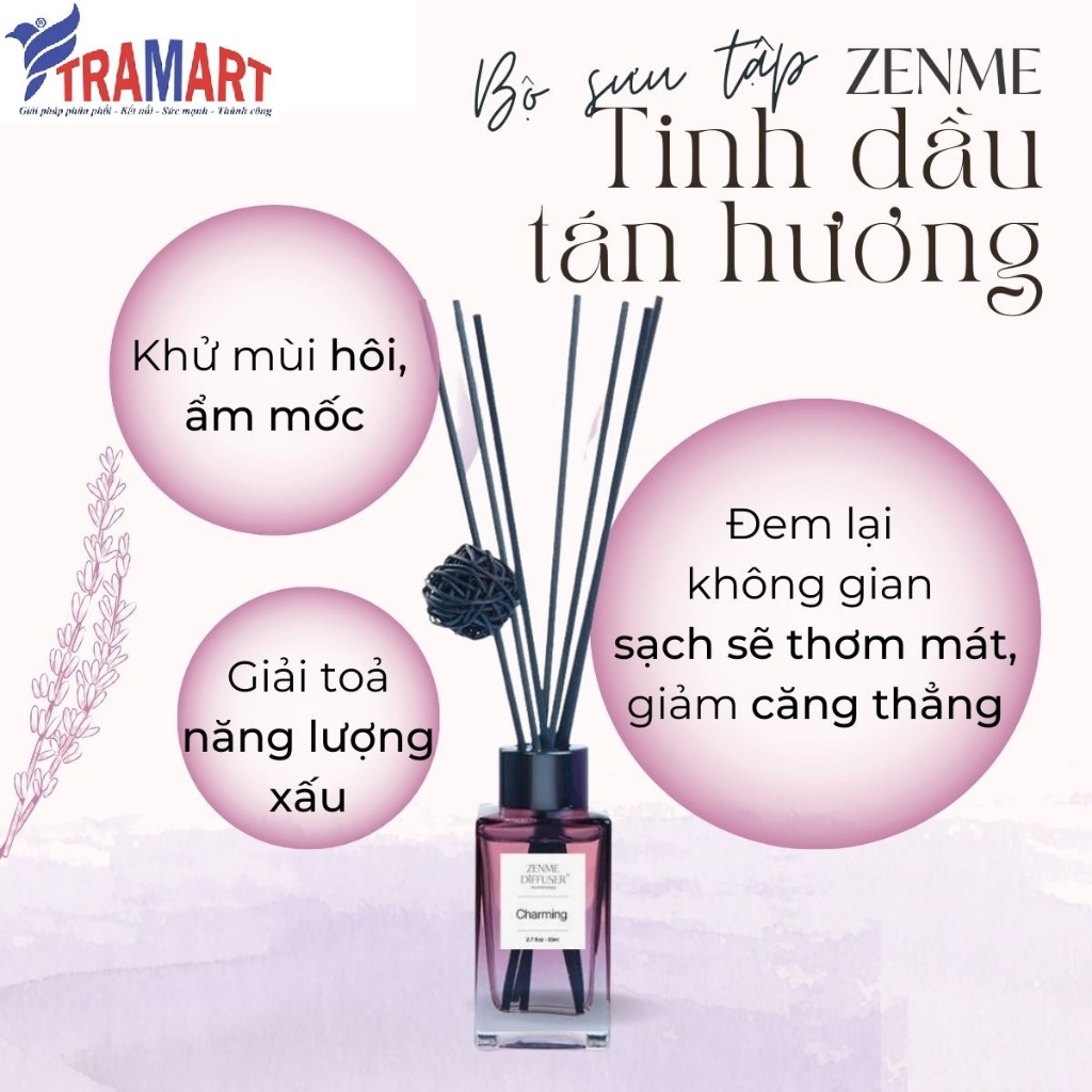 [BST 21 Mùi hương phiên bản Premium] Tinh Dầu Tán Hương Thơm Phòng Phiên Bản Premium ZENME Premium Diffuser 80ml