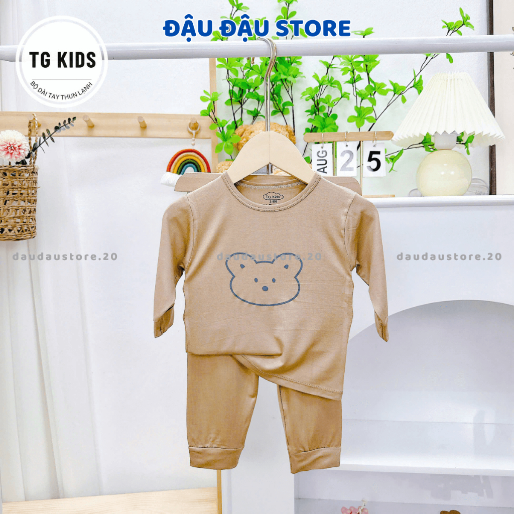 (Đẹp) Set 3 Bộ Sơ Sinh Dài Tay Chui Đầu Hình Gấu Thun Lạnh Quần Vát mềm mịn cho bé size 3-13 kg TG-DL88 Đậu Đậu Store