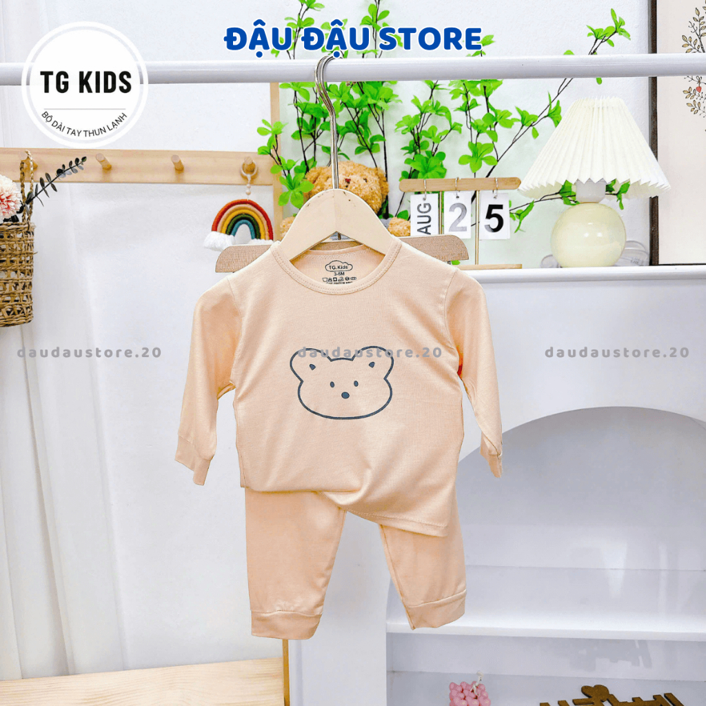 (Đẹp) Set 3 Bộ Sơ Sinh Dài Tay Chui Đầu Hình Gấu Thun Lạnh Quần Vát mềm mịn cho bé size 3-13 kg TG-DL88 Đậu Đậu Store