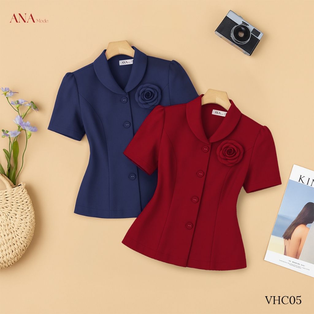 Áo Kiểu Công Sở Nữ ANA Mode Chất Liệu Cotton Lạnh Cao Cấp Đi Tiệc Quà Tặng Mẹ AK25VHC05