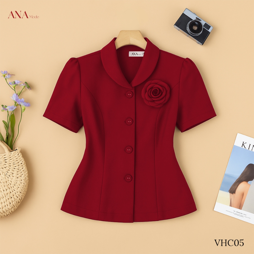 Áo Kiểu Công Sở Nữ ANA Mode Chất Liệu Cotton Lạnh Cao Cấp Đi Tiệc Quà Tặng Mẹ AK25VHC05