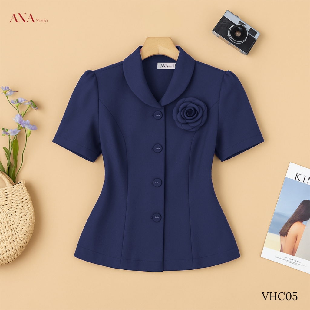Áo Kiểu Công Sở Nữ ANA Mode Chất Liệu Cotton Lạnh Cao Cấp Đi Tiệc Quà Tặng Mẹ AK25VHC05