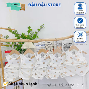 Set 2-3 bộ ba lỗ thun petit sơ sinh in hoạ tiết mềm mịn cho bé trai gái size 4 -14 kg BL08T Đậu Đậu Store